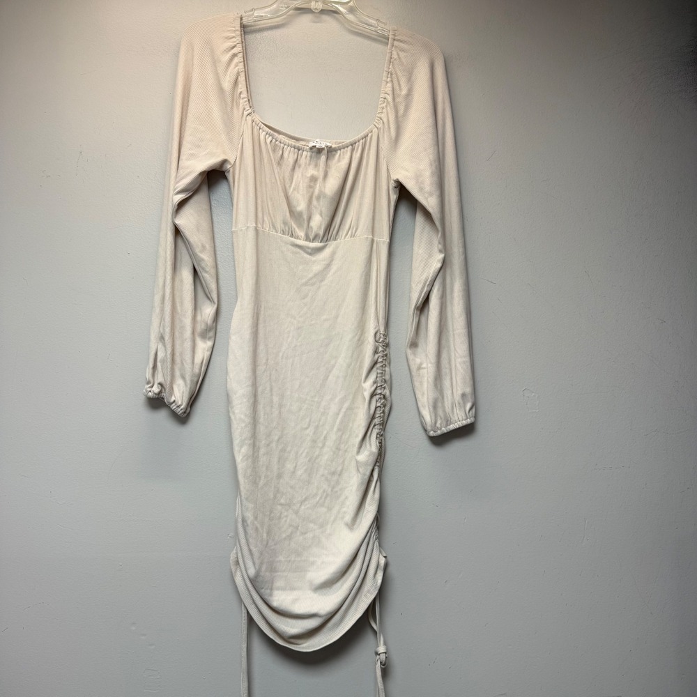 Le Lis Collection Bodycon Dress Womens Large Cream Excellent Ruched Mini MD3832